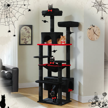 Large Cat Tree Tower with Hammock, Padded Perches & Condos