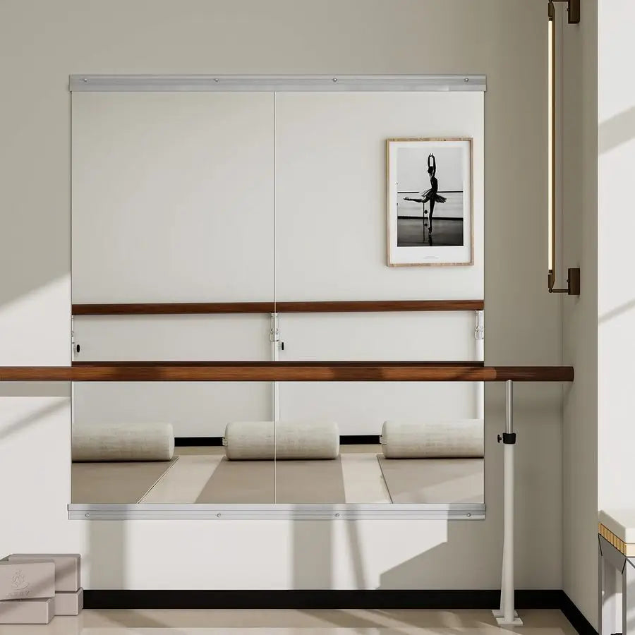 2-Piece 24" x 48" Frameless Home Gym Mirror – Full Length Wall Mounted Fitness Mirror for Workout, Yoga & Dance