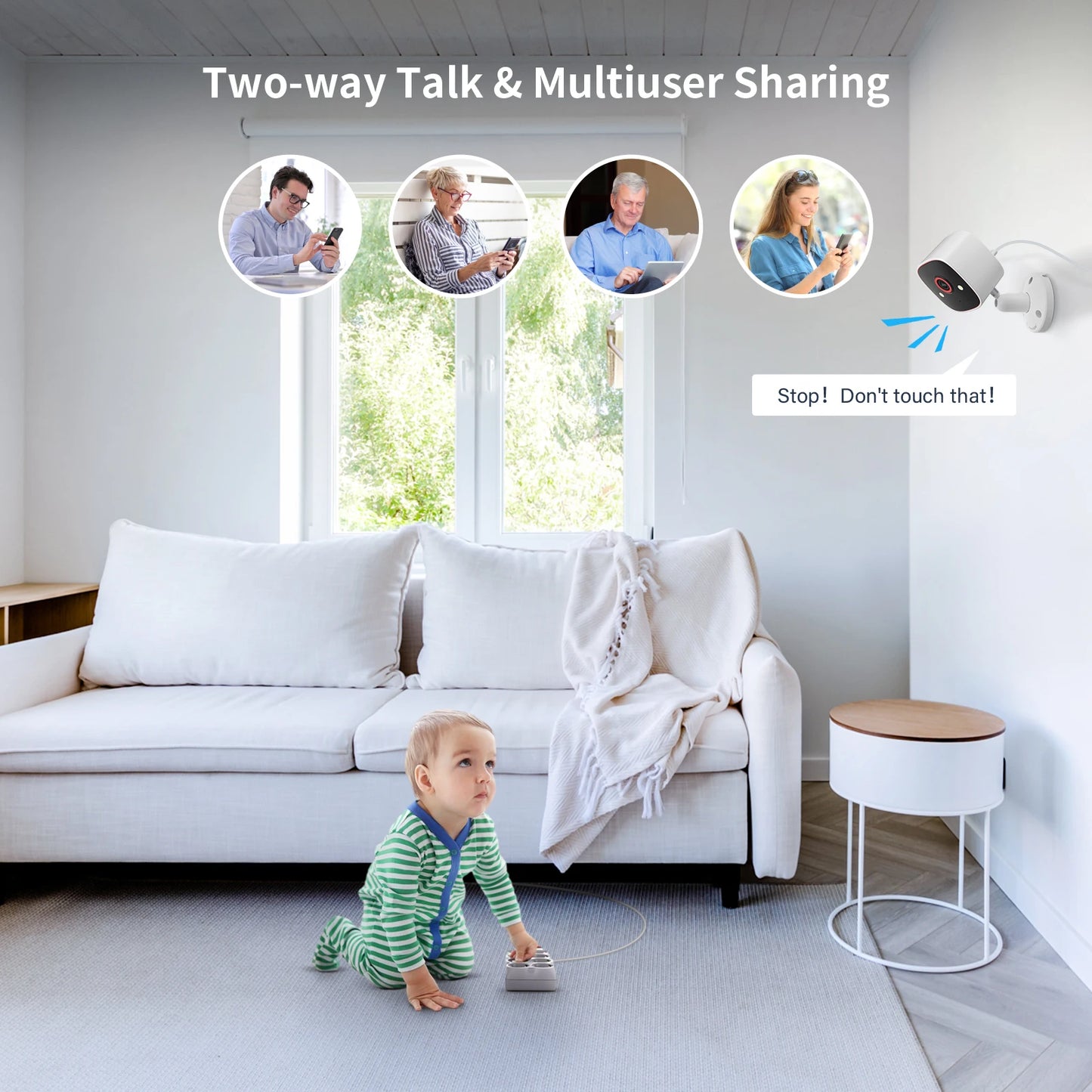 Indoor Outdoor Security Camera 2K HD Wireless