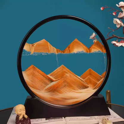 3D Hourglass Quicksand Moving Sand Art Picture Round Glass Deep Sea Sandscape