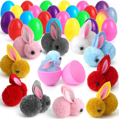 24 Pack Easter Eggs Fillers with Bunny Plush