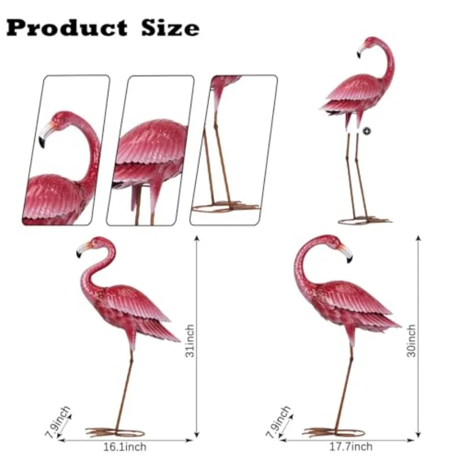Flamingo Garden Statue – Outdoor Yard Art Decor for Lawn, Patio or Backyard