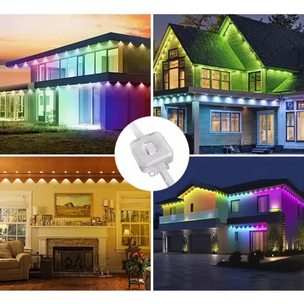 Smart Permanent Outdoor Lights String IP67 Waterproof App Remote Control Music Sync