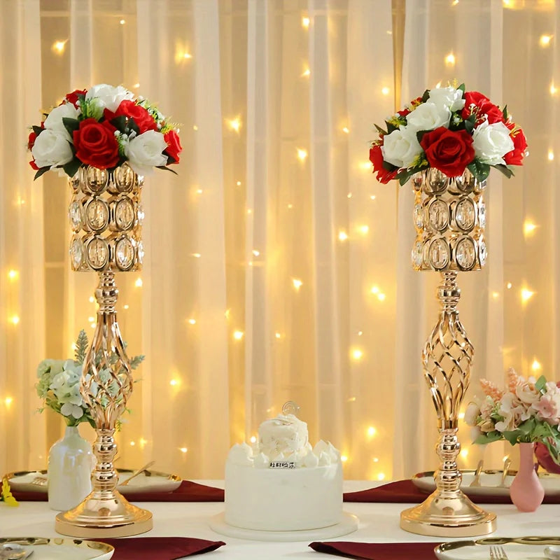2/10 Piece Set 24in Gold Versatile Tall Flower Holders Centerpiece Flower Stands