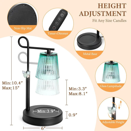 Timer Dimmer Candle Warmer Lamp with Adjustable Height Wax Melter for Home Decor and Gifts