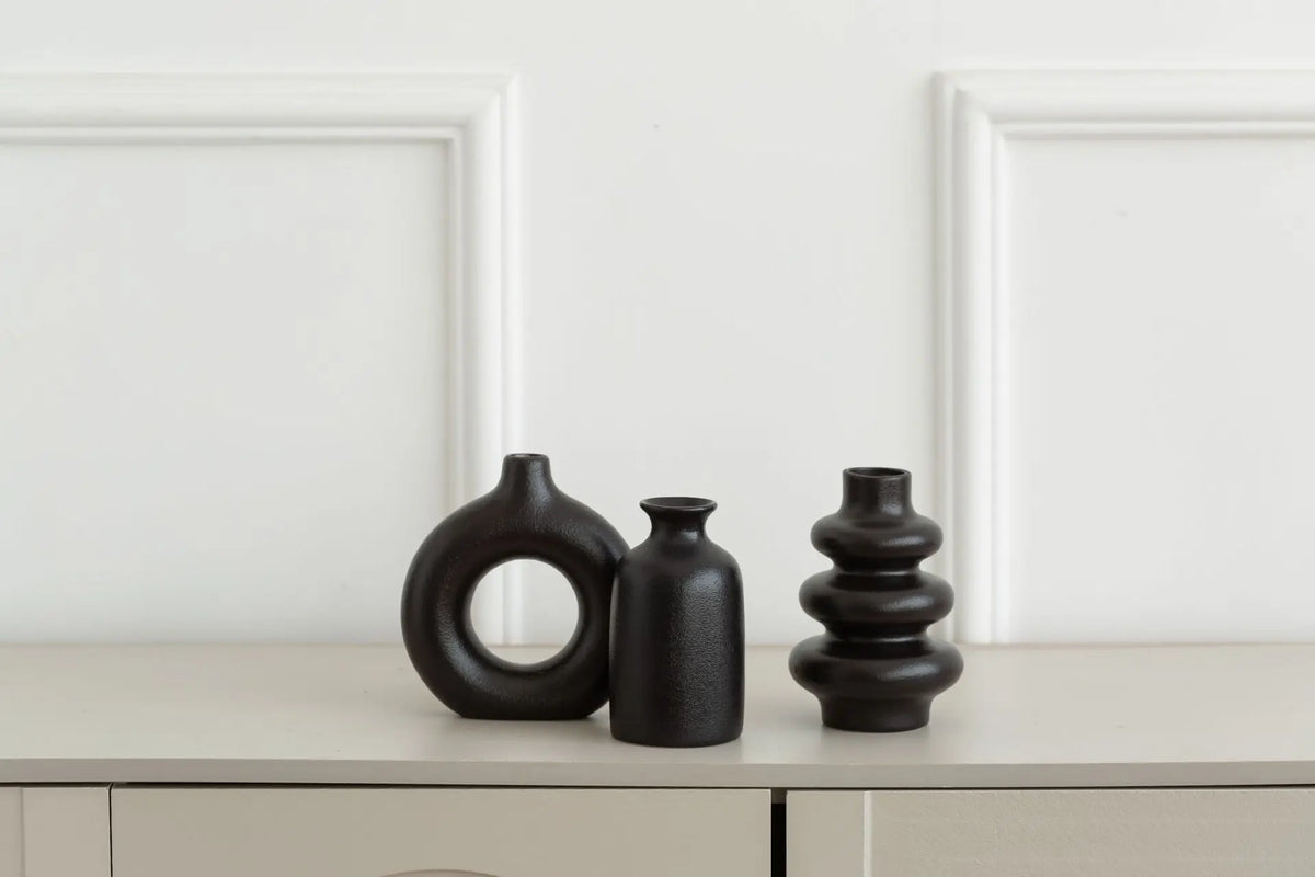Gulf Sands White Ceramic Vase Trio