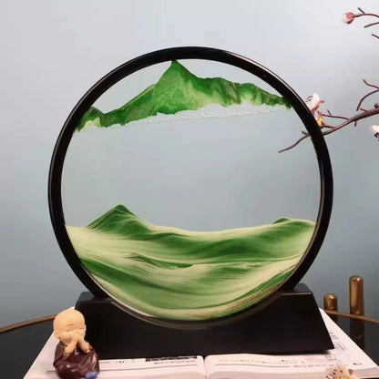 3D Hourglass Quicksand Moving Sand Art Picture Round Glass Deep Sea Sandscape