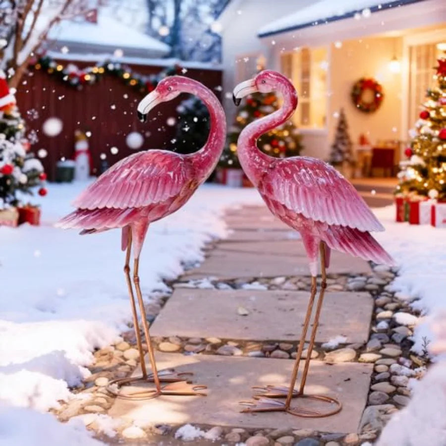 Flamingo Garden Statue – Outdoor Yard Art Decor for Lawn, Patio or Backyard
