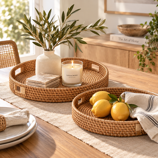 Gulf Coast Rattan Ottoman Tray